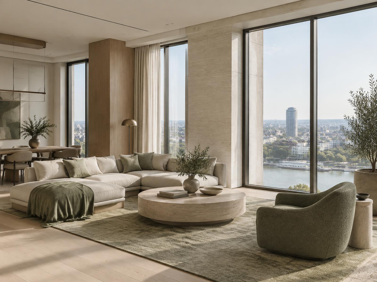 Dnevni boravak Panorama Residence sa pogledom na reku